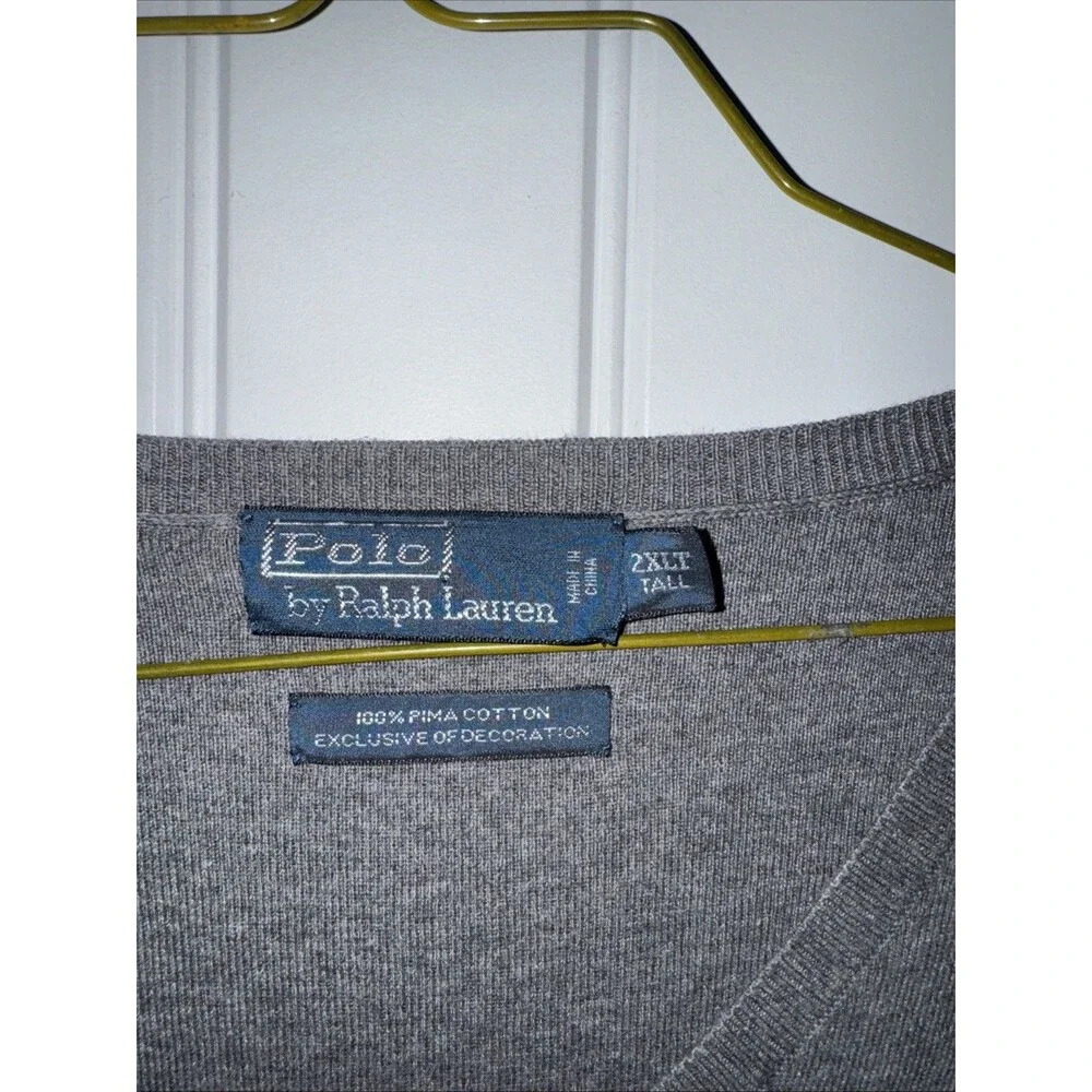 Polo Ralph Lauren Big And Tall Pima Cotton V-Neck Sweater Vest  2XLT 2X TALL